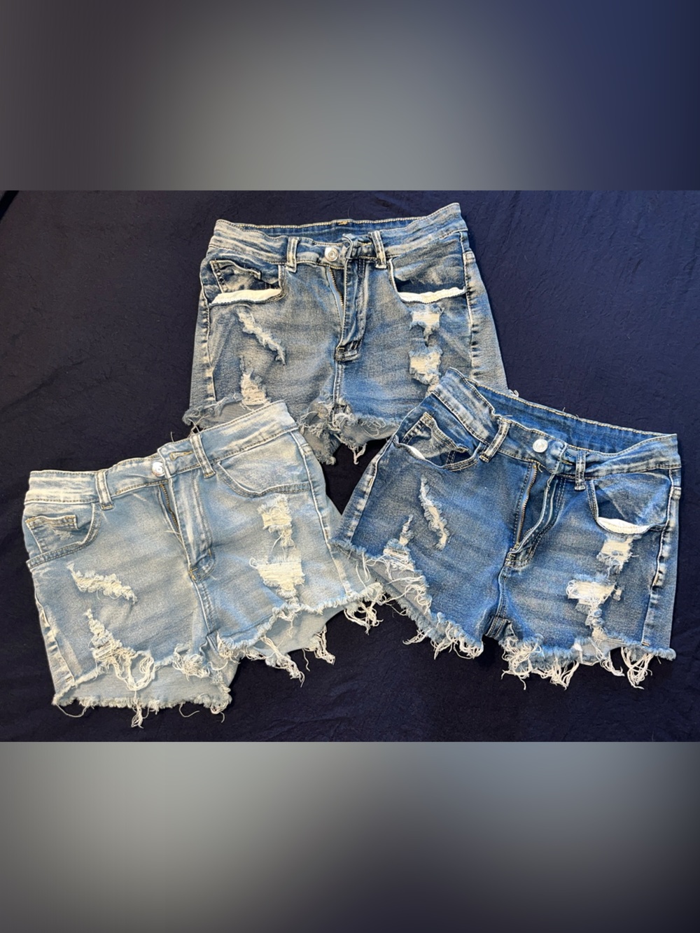 SHEIN Distressed Denim Jean Shorts Trio - Light to Medium Blue